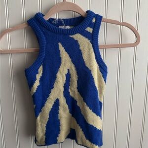 Princess Polly Blue and Cream Knit Top